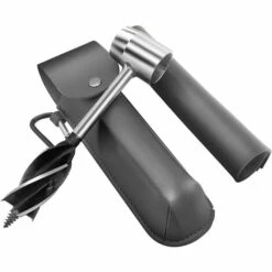 FLYME Foret À Main Pour Le Travail Du Bois, Sertissements De Foret De Tarière Manuelle Avec Couvercle En Cuir, Clé De Survie Clé À Outils De Piquet De Piquet De Bois D'extérieur