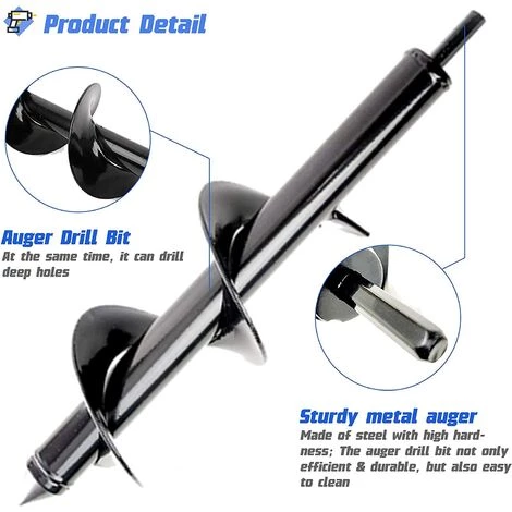 JOORRT Mèche Jardin Tarière 2 Pièces Ø80mm×300mm + Ø40mm×220mm Forets De Jardin En Spirale Outil De Plantation Pratique Pour Faire Rapidement Trou Et Planter Des Fleurs Arbres Arbustes 3 JOORRT Mèche Jardin Tarière 2 Pièces Ø80mm×300mm + Ø40mm×220mm Forets De Jardin En Spirale Outil De Plantation Pratique Pour Faire Rapidement Trou Et Planter Des Fleurs Arbres Arbustes – Image 3