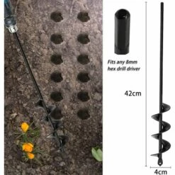 JOORRT Foret Hélicoïdal De Jardinage - Arbre Robuste En Forme De Spirale - Pour Perceuse Sans Fil - Idéal Pour Creuser Des Trous - (9 X 40 Cm/4 X 42 Cm) -Tarière motorisée Soldes 59171150 3