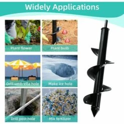 JOORRT Lot De 2 Forets Hélicoïdaux De Jardin 8 X 30/4 X 22 Cm Tarière Pour Perceuse Tarière à Main Foret Hélicoïdale Jardin Plantes De Jardin (avec Gants De Jardin) -Tarière motorisée Soldes 59171156 5