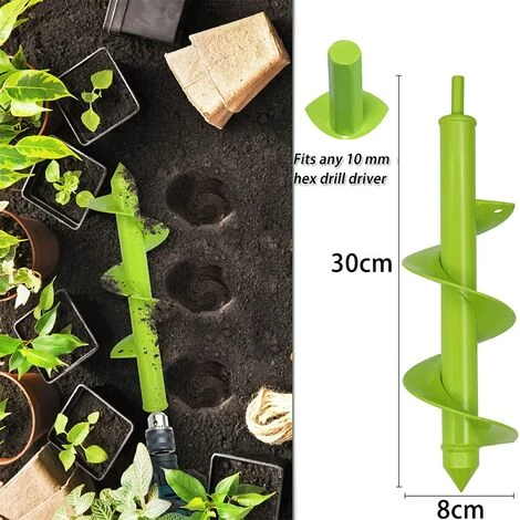 JOORRT Foret Hélicoïdal De Jardinage - 8 X 30 Cm Et 4 X 22 Cm - Pour Perceuse Sans Fil - Avec Arbre Robuste - Idéal Pour Installer Des Plantes De Pot De Fleurs Creuser Des Trous 2 JOORRT Foret Hélicoïdal De Jardinage - 8 X 30 Cm Et 4 X 22 Cm - Pour Perceuse Sans Fil - Avec Arbre Robuste - Idéal Pour Installer Des Plantes De Pot De Fleurs Creuser Des Trous – Image 2
