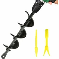JOORRT Mèche Jardin Tarière Perceuse à SpiraleOutil De Plantation Pratique Tige Hexagonale Acier InoxydableOutil De Plantation Pratique Pour Fleur Planter Des Arbres Arbustes (Ø40×220mm)