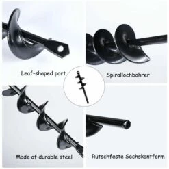 JOORRT Mèche Jardin Tarière Perceuse à SpiraleOutil De Plantation Pratique Tige Hexagonale Acier InoxydableOutil De Plantation Pratique Pour Fleur Planter Des Arbres Arbustes (Ø40×220mm) -Tarière motorisée Soldes 59171161 3