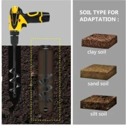 JOORRT Mèche Jardin Tarière Perceuse à SpiraleOutil De Plantation Pratique Tige Hexagonale Acier InoxydableOutil De Plantation Pratique Pour Fleur Planter Des Arbres Arbustes (Ø40×220mm) -Tarière motorisée Soldes 59171161 5