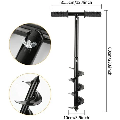 JOORRT Ensemble De Forets De Tarière De Jardin Tarière De Terre Avec Poignée Antidérapante Tarière De Jardin Perceuse En Spirale Poteau De Clôture Rapide Avec Mobilier De Jardin(10 X 60 Cm) 2 JOORRT Ensemble De Forets De Tarière De Jardin Tarière De Terre Avec Poignée Antidérapante Tarière De Jardin Perceuse En Spirale Poteau De Clôture Rapide Avec Mobilier De Jardin(10 X 60 Cm) – Image 2