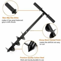 JOORRT Ensemble De Forets De Tarière De Jardin Tarière De Terre Avec Poignée Antidérapante Tarière De Jardin Perceuse En Spirale Poteau De Clôture Rapide Avec Mobilier De Jardin(10 X 60 Cm) 7 JOORRT Ensemble De Forets De Tarière De Jardin Tarière De Terre Avec Poignée Antidérapante Tarière De Jardin Perceuse En Spirale Poteau De Clôture Rapide Avec Mobilier De Jardin(10 X 60 Cm) -Tarière motorisée Soldes 59171167 3