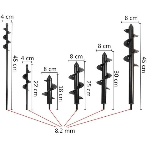 JOORRT Outil Commun - 6 Tailles - Foret Hélicoïdal - Pour Jardinage Creuser Semis Fleurs Plantes - 8 X 25 Cm 2 JOORRT Outil Commun - 6 Tailles - Foret Hélicoïdal - Pour Jardinage Creuser Semis Fleurs Plantes - 8 X 25 Cm – Image 2