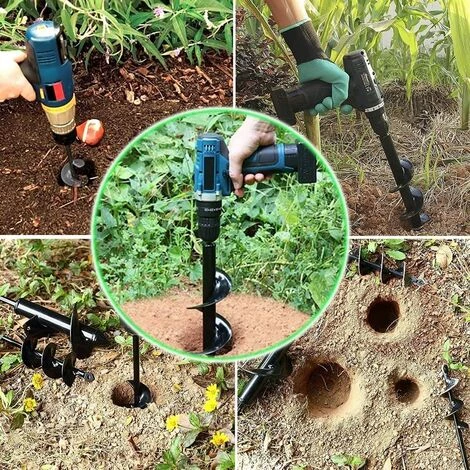 JOORRT Outil Commun - 6 Tailles - Foret Hélicoïdal - Pour Jardinage Creuser Semis Fleurs Plantes - 8 X 25 Cm 4 JOORRT Outil Commun - 6 Tailles - Foret Hélicoïdal - Pour Jardinage Creuser Semis Fleurs Plantes - 8 X 25 Cm – Image 4