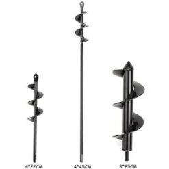 JOORRT Lot De 3 Forets Hélicoïdaux Pour Perceuse - Sans Fil - Pour Creuser Des Fleurs - 8 X 30 Cm + 4 X 22 Cm + 4 X 45 Cm -Tarière motorisée Soldes 59171176 4