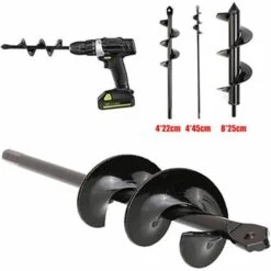 JOORRT Lot De 3 Forets Hélicoïdaux Pour Perceuse - Sans Fil - Pour Creuser Des Fleurs - 8 X 30 Cm + 4 X 22 Cm + 4 X 45 Cm -Tarière motorisée Soldes 59171176 5