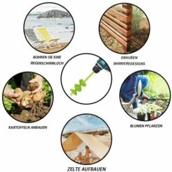 JOORRT Perceuse De Jardin Hélicoïdale Ø80mm Longueur 300mm Perceuse De Jardin Perceuse Perceuse à Plantes Perceuse De Jardin Tournevis Sans Fil Perceuse à Plantes -Tarière motorisée Soldes 59171179 5