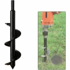 GALOZZOIT Jardin Foreuse, Tige Hexagonale Acier Inoxydable, Tariere Thermique, Creuser Des Trous Cultiver En Profondeur, Outil De Plantation Pratique Pour Fleur Planter Des Arbres Arbustes (Dia: 8cm L: 30cm)