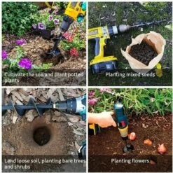 NAXUNNN Tariere Pour Perceuse,Foret Hélicoïdal De Jardinage,4×45cm -Tarière motorisée Soldes 60086743 3