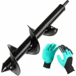 Cisea Mèche Tarière Pour Perceuse, Jardin Foreuse Ø 83mm+ Gants, Jardin Tarière Pour Perceuse électrique, Outil De Plantation Pratique Pour Fleur Planter Des Arbres Arbustes