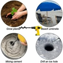 BAICCCF Lot De 2 Mèche Pour Tarière 8 Cm X 45 Cm Et 4 Cm X 22 Cm Mèche Triangulaire Foret En Spirale Robuste Pour La Plantation De Plantes à Bulbe, De Plantes à Massif, Foret Pour Perceuse à Entraînement Hexagonal 3/8" -Tarière motorisée Soldes 60740123 4