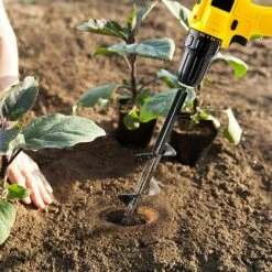 BAICCCF Lot De 2 Mèche Pour Tarière 8 Cm X 45 Cm Et 4 Cm X 22 Cm Mèche Triangulaire Foret En Spirale Robuste Pour La Plantation De Plantes à Bulbe, De Plantes à Massif, Foret Pour Perceuse à Entraînement Hexagonal 3/8" -Tarière motorisée Soldes 60740123 5
