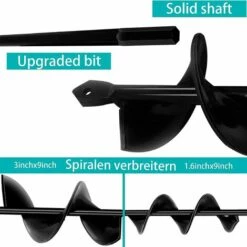 BAICCCF Lot De 2Mèche Pour Tarière 8 Cm X 22 Cm Et 4 Cm X 22 Cm Arbre Solide Foret En Spirale Robuste Pour Planter Des Plantes à Bulbe, Des Plantes De Literie, Foret Pour Perceuse à Entraînement Hexagonal De 3/8" -Tarière motorisée Soldes 60740124 3