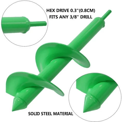BAICCCF Mèche Pour Tarière 8 Cm X 30 Cm Pour La Plantation, Perceuse En Spirale Facile Pour Jardinière, Outils à Main De Jardinage Rapide Pour Planter Des Bulbes, Fleurs De Compostage, Tarière Pour Perceuse Hexagonale 3/8" (vert) 4 BAICCCF Mèche Pour Tarière 8 Cm X 30 Cm Pour La Plantation, Perceuse En Spirale Facile Pour Jardinière, Outils à Main De Jardinage Rapide Pour Planter Des Bulbes, Fleurs De Compostage, Tarière Pour Perceuse Hexagonale 3/8" (vert) – Image 4
