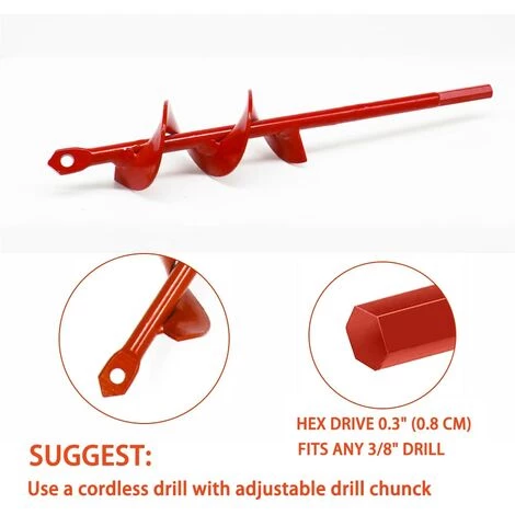 BAICCCF Mèche Pour Tarière, Planteur Rapide De Greffe De Plantes, Foret En Spirale Pour Bulbes,tulipes,fleurs D'iris,compostage De Fleurs, Parapluie, Perceuse Hexagonale 3/8" (4 Cm X 22 Cm Et 50 étiquettes) 3 BAICCCF Mèche Pour Tarière, Planteur Rapide De Greffe De Plantes, Foret En Spirale Pour Bulbes,tulipes,fleurs D'iris,compostage De Fleurs, Parapluie, Perceuse Hexagonale 3/8" (4 Cm X 22 Cm Et 50 étiquettes) – Image 3