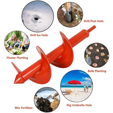 BAICCCF Mèche Pour Tarière 8 Cm X 30 Cm Pour La Plantation, Tarière De Jardin Facile, Foret En Spirale, Outils à Main De Jardinage Rapide Pour Planter Des Bulbes,literie,fleurs De Compostage,tarière Pour Perceuse Hexagonale 3/8" (rouge) 3 BAICCCF Mèche Pour Tarière 8 Cm X 30 Cm Pour La Plantation, Tarière De Jardin Facile, Foret En Spirale, Outils à Main De Jardinage Rapide Pour Planter Des Bulbes,literie,fleurs De Compostage,tarière Pour Perceuse Hexagonale 3/8" (rouge) – Image 3