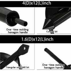 BAICCCF Mèche Pour Tarière Ensemble De Forets En Spirale Pour Tarière De Jardin 10 Cm X 30 Cm Et 4 Cm X 22 Cm -Tarière motorisée Soldes 60740622 3