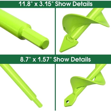 BAICCCF Mèche Pour Tarière, 2 PCS 8CMx30CM Et 4CMx22CM Foret En Spirale Pour Tarière De Jardin Pour Perceuse De Trou De Plantation, Tarière De Jardinière, Perceuse De Jardin Creusant Des Trous De Clôture - Tarière Pour Perceuse à Entraînement Hexagonal De 3/8". 2 BAICCCF Mèche Pour Tarière, 2 PCS 8CMx30CM Et 4CMx22CM Foret En Spirale Pour Tarière De Jardin Pour Perceuse De Trou De Plantation, Tarière De Jardinière, Perceuse De Jardin Creusant Des Trous De Clôture - Tarière Pour Perceuse à Entraînement Hexagonal De 3/8". – Image 2