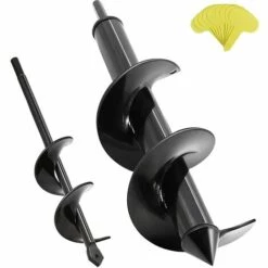 BAICCCF Lot De 2 Mèche Pour Tarière 8 Cm X 30cm Et 4 Cm X 22 Cm Foret En Spirale Pour Tarière De Jardin Robuste Pour Planter Des Bulbes, Tarière Pour Perceuse à Entraînement Hexagonal 3/8"