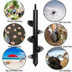 BAICCCF Lot De 2 Mèche Pour Tarière 8 Cm X 30cm Et 4 Cm X 22 Cm Foret En Spirale Pour Tarière De Jardin Robuste Pour Planter Des Bulbes, Tarière Pour Perceuse à Entraînement Hexagonal 3/8" -Tarière motorisée Soldes 60740778 3