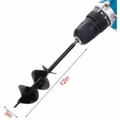 BAICCCF Mèche Pour Tarière 8 Cm X 30 Cm à Double Lame à Arbre Plein Et Robuste Pour La Plantation De Plantes à Bulbe Et De Plantes à Massif Foret Pour Perceuse à Entraînement Hexagonal 3/8" -Tarière motorisée Soldes 60740926 4