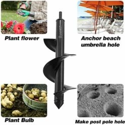 BAICCCF Mèche Pour Tarière 8 Cm X 25 Cm, Foret En Spirale De Jardin, Jardinière En Spirale Pour La Plantation,tarière à Bulbes De Fleurs Rapide Pour Perceuse à Entraînement Hexagonal De 3/8". -Tarière motorisée Soldes 60740931 5