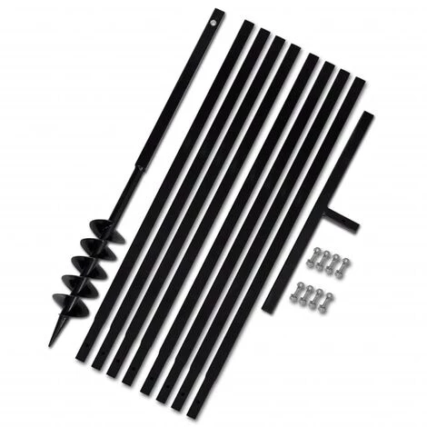 SUPERMARKET Tarière De Sol Avec Manche 100 Mm Et Tube D'extension 9 M Acier 1 SUPERMARKET Tarière De Sol Avec Manche 100 Mm Et Tube D'extension 9 M Acier