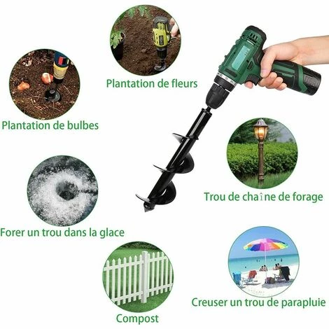 SINCèREETALI Foret De Jardin 2PCS ? 80mm × 300mm + ? 40mm × 220mm Tarière De Jardin En Spirale Avec Gants De Jardinage - Creusage Rapide De Trous - Outil De Plantation Pratique 2 SINCèREETALI Foret De Jardin 2PCS ? 80mm × 300mm + ? 40mm × 220mm Tarière De Jardin En Spirale Avec Gants De Jardinage - Creusage Rapide De Trous - Outil De Plantation Pratique – Image 2
