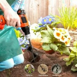 SINCèREETALI 2 Psc Mèche Jardin Tarière Foret Jardin Tarière Jardinage En Spirale Pour Jardinage Plantation Fleurs Bulbes Semis Avec Gants 30x8cm & 22x4cm -Tarière motorisée Soldes 63819224 5