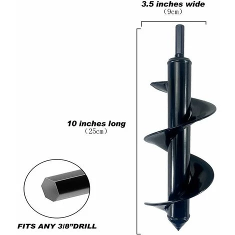 SINCèREETALI Foret De Tarière Pour La Plantation, 3,5" X 10" Foret De Tarière De Jardin Plantation De Fleurs Foret à Entraînement Hexagonal - Tarière De Plantation Pour Embouts Hexagonaux 2 SINCèREETALI Foret De Tarière Pour La Plantation, 3,5" X 10" Foret De Tarière De Jardin Plantation De Fleurs Foret à Entraînement Hexagonal - Tarière De Plantation Pour Embouts Hexagonaux – Image 2
