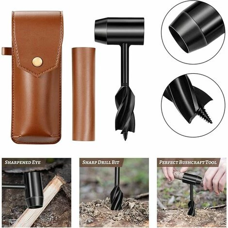 SINCèREETALI Ensembles De Forets à Tarière à Main Avec étui, Perceuse à Main Pour Le Travail Du Bois, Clé à Tarière à Main En Acier Robuste Pour La Construction D'abris De Camping En Plein Air 2 SINCèREETALI Ensembles De Forets à Tarière à Main Avec étui, Perceuse à Main Pour Le Travail Du Bois, Clé à Tarière à Main En Acier Robuste Pour La Construction D'abris De Camping En Plein Air – Image 2