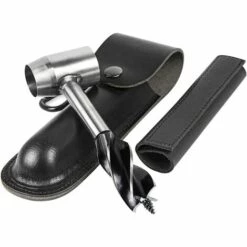 TINOR Perceuse à Main Pour Le Travail Du Bois, Perceuse De Survie Manuel Avec étui En Cuir, Tarière Manuelle Bushcraft Outils, Camping Punch Tool Wood Drill Outdoor Hand Drill Set (Le Noir)