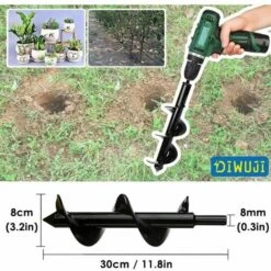 DECKON Jardin Foreuse, Tige Hexagonale Acier Inoxydable, Tariere Thermique, Creuser Des Trous Cultiver En Profondeur, Outil De Plantation Pratique Pour Fleur Planter Des Arbres Arbustes (Dia: 8cm L: 30cm) -Tarière motorisée Soldes 64077973 5