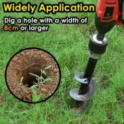 CARILLONSàVENT Jardin Foreuse, Tige Hexagonale Acier Inoxydable, Tariere Thermique, Creuser Des Trous Cultiver En Profondeur, Outil De Plantation Pratique Pour Fleur Planter Des Arbres Arbustes (Dia: 8cm L: 30cm) Carivent -Tarière motorisée Soldes 64141748 3