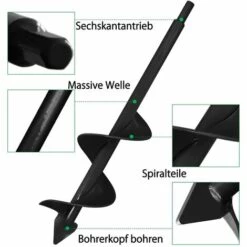 MEZHENG Deux Packs 4x22cm Et 8x30cm Tarière De Jardin à Tête Triangulaire Solide Noire Perceuse De Jardin Punta Del Trapano Della Coclea Coclea Da Giardino Coclea Da Giardino Coclea Esagonale -Tarière motorisée Soldes 64488417 3