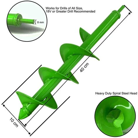 ZOLGINAH Jardin Foreuse, Tarière De Jardin Avec Tête En Spirale Robuste, Tige Hexagonale Acier Inoxydable, Tarière Pour Perceuse 10cm X 40cm, Outil De Plantation Pratique Pour Fleur Planter Des Arbres Arbustes 2 ZOLGINAH Jardin Foreuse, Tarière De Jardin Avec Tête En Spirale Robuste, Tige Hexagonale Acier Inoxydable, Tarière Pour Perceuse 10cm X 40cm, Outil De Plantation Pratique Pour Fleur Planter Des Arbres Arbustes – Image 2