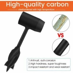 BEARSU Tarière Manuelle Foret à Bois Ensemble De Forets Outil De Survie Clé à Tarière Manuelle Colonne Trou Pelle Sac à Dos Extérieur Équipement De Camping (Noir) -Tarière motorisée Soldes 65098608 3