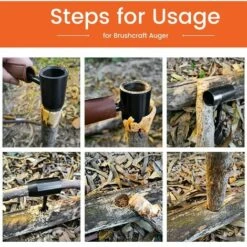 BEARSU Tarière Manuelle Foret à Bois Ensemble De Forets Outil De Survie Clé à Tarière Manuelle Colonne Trou Pelle Sac à Dos Extérieur Équipement De Camping (Noir) -Tarière motorisée Soldes 65098608 5