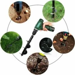 Yoouyida 2 Pièces Mèche Jardin Tarière, Outil Creuser Trou Terre Gants Outil De Jardinage Pour Faire Trou Planter Des Arbres, Arbustes, Culture Profonde Fleurs Bulbes Miniatures, 80*30+40*22 -Tarière motorisée Soldes 65298456 5
