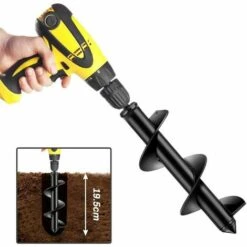 L'FLANEUR Foret Hélico?dal De Tarière De Jardin, Perceuse à Main électrique Sans Fil Foreuse Tarière, Outil De Creusement De Perceuse De Trou Pour Gagner Du Temps Pour Planter Des Plants D'ampoules De Lit (D-8cm, L-25cm) ANEUR -Tarière motorisée Soldes 65356212 4