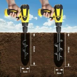 OSQI 2 Psc Mèche Jardin Tarière Foret Jardin Spirale Jardin Tarière Pour Jardinage Plantation Fleurs Bulbes Semis Avec Gants 30x8cm & 22x4cm -Tarière motorisée Soldes 65500868 4