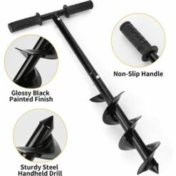 OSQI Ensemble De Forets De Tarière De Jardin, Tarière De Terre Avec Poignée Antidérapante, Tarière De Jardin, Perceuse En Spirale, Poteau De Clôture Rapide Pour Planter Des Arbres, Cultiver En Profondeur, Semis, 10 X 60 Cm -Tarière motorisée Soldes 65503822 5