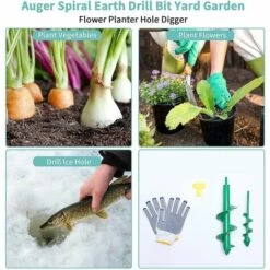 HELLO KITTY BAIN Garden Auger Bit 80mm Forets De Foreuse De Jardin En Spirale, Foret Sans Fil Pour Tarière De Jardin, Outil De Crevasse Pour Plantes,vert -Tarière motorisée Soldes 65627057 3