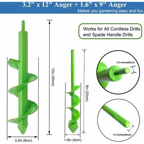 MèREÉTERNEL Jardin Foreuse, Tarière De Jardin Avec Tête En Spirale Robuste, Tige Hexagonale Acier Inoxydable, 30cm X 8cm Et 22cm X 4cm, Outil De Plantation Pratique Pour Fleur Planter Des Arbres Arbustes Ternel 2 MèREÉTERNEL Jardin Foreuse, Tarière De Jardin Avec Tête En Spirale Robuste, Tige Hexagonale Acier Inoxydable, 30cm X 8cm Et 22cm X 4cm, Outil De Plantation Pratique Pour Fleur Planter Des Arbres Arbustes Ternel – Image 2