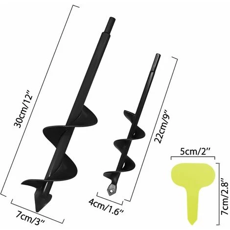 KAEJYIUT Deux Packs 4X22Cm Et 8X30Cm Tarière De Jardin à Tête Triangulaire Solide Noire Perceuse De Jardin Punta Del Trapano Della Coclea Coclea Da Giardino Coclea Da Giardino Coclea Esagonale 2 KAEJYIUT Deux Packs 4X22Cm Et 8X30Cm Tarière De Jardin à Tête Triangulaire Solide Noire Perceuse De Jardin Punta Del Trapano Della Coclea Coclea Da Giardino Coclea Da Giardino Coclea Esagonale – Image 2