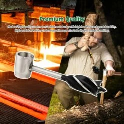 LIFCAUSAL Outil De Survie 4-Edge Manuel Auger Settler Clé Bushcraft Scotch Eye Perceuse à Main Pour Le Travail Du Bois Camping Fendage Du Bois De Chauffage -Tarière motorisée Soldes 66163553 3